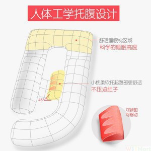 咕呗孕妇枕头护腰侧睡枕侧卧枕靠枕用品u型枕多功能托腹睡觉抱枕 蜜橙色+托腹枕